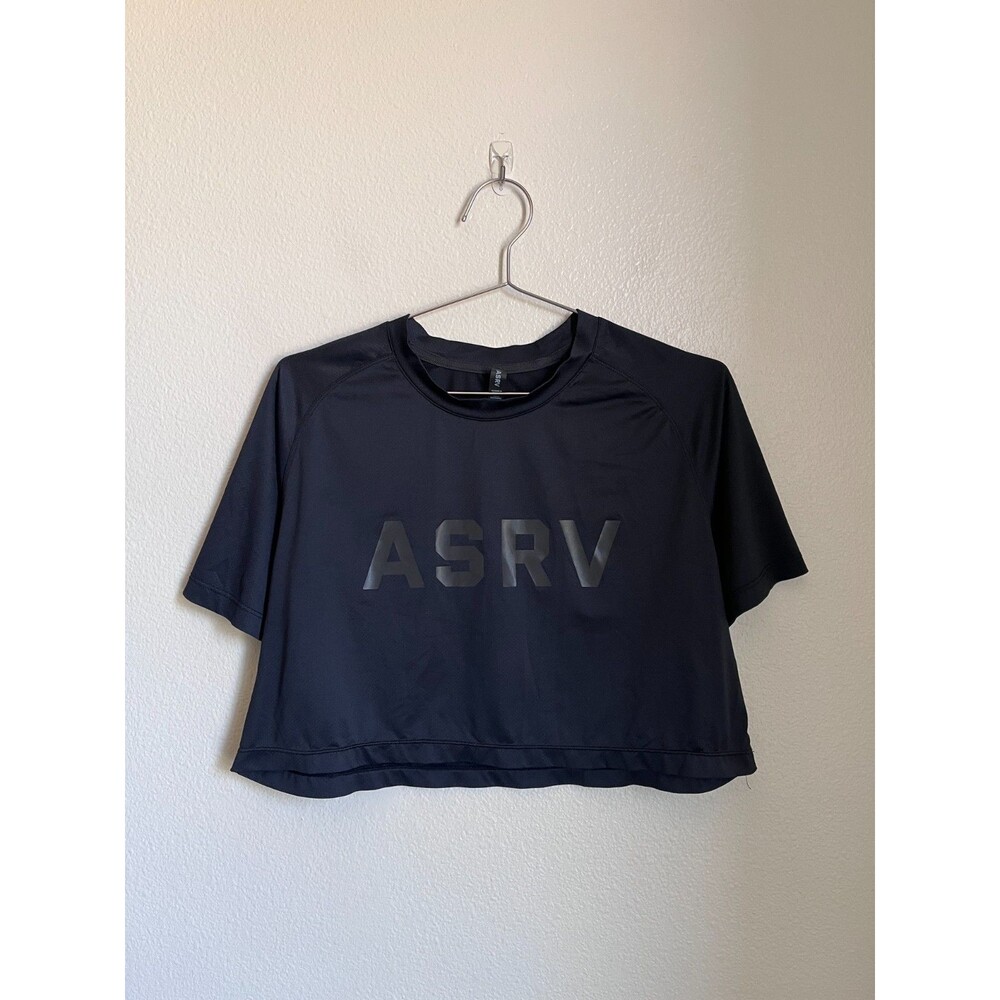 ASRV Women's AeroSilver Logo Cropped Tee in Black Size MEDIUM